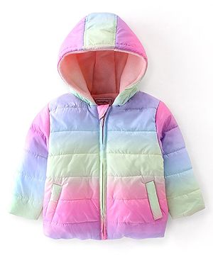 Babyhug Full Sleeves Solid Colours Padded Hooded Jacket - Multicolour