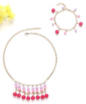 Earthy Touch Premium Necklace & Bracelet Set - Pink