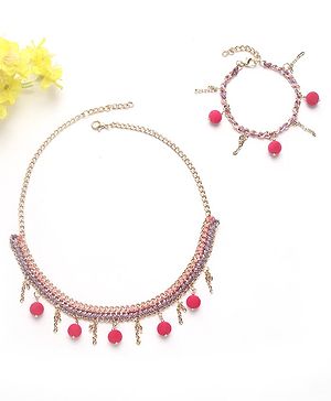 Earthy Touch Premium Necklace & Bracelet Set - Purple & Peach