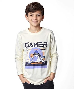 Pine Kids Cotton T-Shirt Gamer Print - Aspen Gold