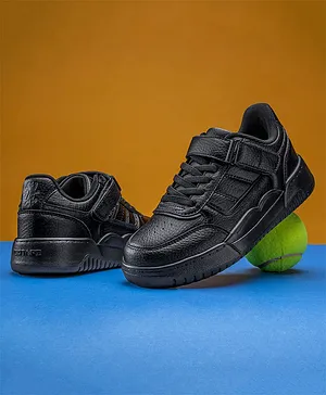 Red Tape Patch Detailed Velcro Closure Unisex School Shoes - Black
