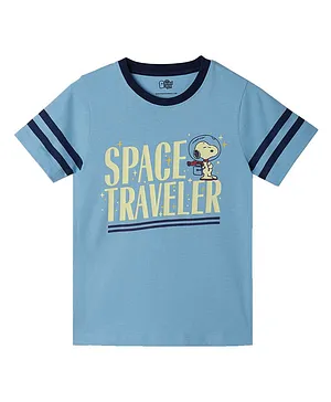 The Souled Store Half Sleeves Space Traveller Glow In The Dark Printed Tee - Blue
