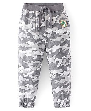 Babyhug Cotton Looper Knit Full Length Camouflage Printed Lounge Pant - Grey