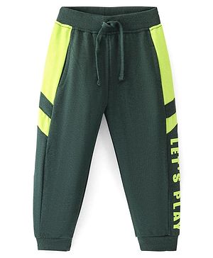 Babyhug Cotton Looper Knit Full Length Lounge Pant Text Print - Green