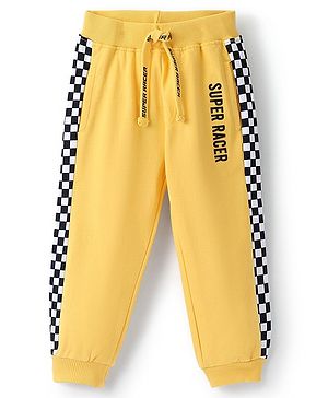 Babyhug Cotton Looper Knit Full Length Lounge Pant Text Print - Yellow