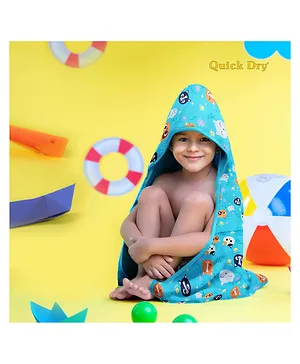 Quick Dry Kitty Printed Hooded Towel L 70 x B 70 cm - Blue