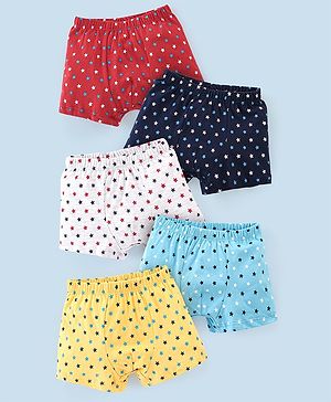 Babyhug 100% Cotton Star Printed Trunk Pack of 5 - Multicolour