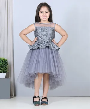 Kids Grey Net Frock, Age Group: 8-10 Years