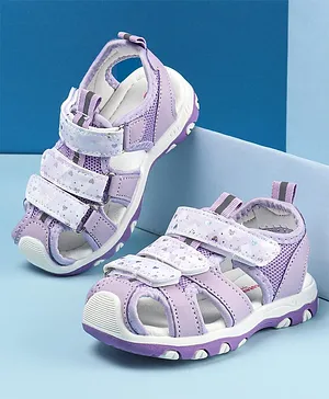 Cute Walk by Babyhug Sandals Velcro Closure with Heart Print - Purple