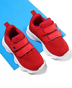 Cute Walk by Babyhug Solid Colour Sneakers with Double Velcro Closure - Red