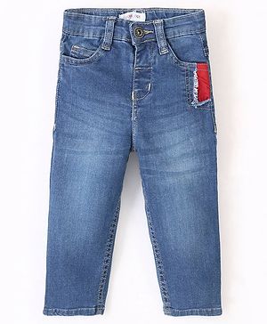 Kookie Kids Full Length Denim Jeans with Pocket Detailing - Blue