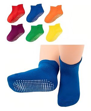 MOMISY Ankle Length Socks  Anti Skid Socks Pack of 6 - Multicolor