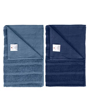 Divine Casa 100% Cotton 250 GSM Quick Dry Bath Towel Navy and Grey Pack of 2 Navy and Grey