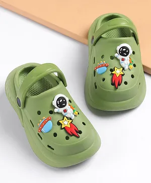 Cute Walk by Babyhug Slip on Clogs with Space Applique - Green