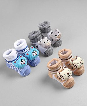 Cute Walk by Babyhug Fashionable Socks Shoes Pack of 3 -  (Colour & Design May Vary)