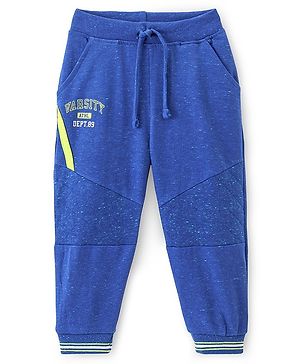 Babyhug Cotton Looper Knit Full Length Lounge Pant Text Printed - Blue