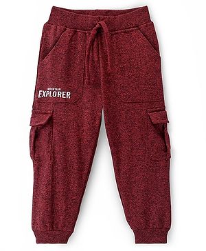 Babyhug Cotton Looper Knit Full Length Lounge Pant Text Printed - Rust