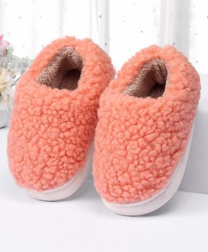 Cute Walk by Babyhug Slip On Solid Colour Fur Winter Booties - Orange