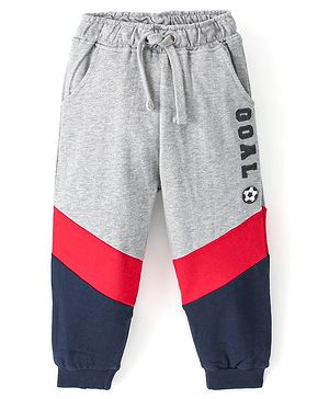 Babyhug Cotton Looper Full Length Lounge Pant Text Printed - Grey