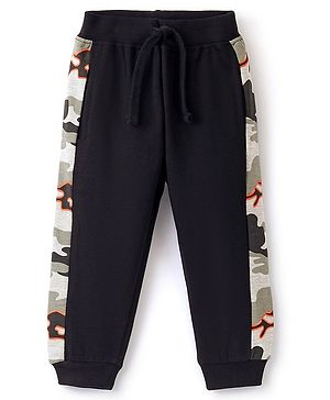Babyhug Cotton Looper Full Length Lounge Pant Camo Print- Black