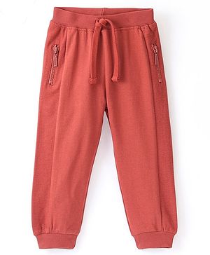 Babyhug Cotton Looper Knit Full Length Solid Color Lounge Pant - Maroon