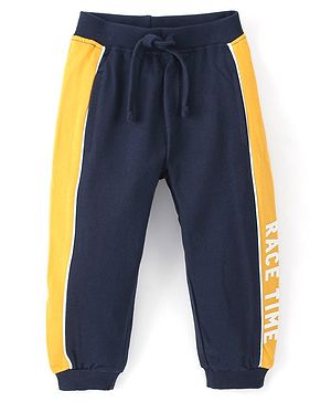 Babyhug Full Length Cotton Looper Knit Lounge Pant - Navy Blue
