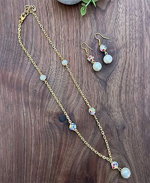 Tiny Closet Set Of 2 Beaded &  Chain Necklace With Earring - White