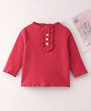 Kookie Kids Full Sleeves Winter Top Solid Color - Red