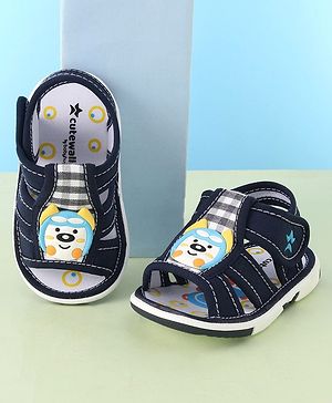 Cute Walk by Babyhug Musical Velcro Closure Sandals Puppy Applique - Blue