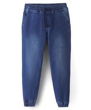 Pine Kids Washed Denim Full Length Solid Jeans -Dark Blue