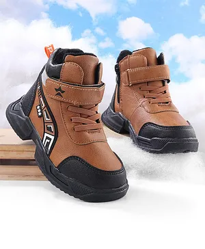 Cute Walk by Babyhug Velcro Closure Winter Boots - Brown