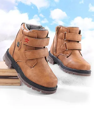 Cute Walk by Babyhug Solid Winter Boots With Velcro Closure- Brown