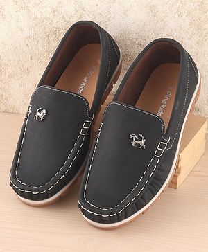 Pine Kids Slip on Casual Shoes with Horse Applique - Black