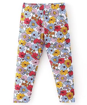 Babyhug Cotton Lycra Full Length Leggings Floral Printed - Multicolor