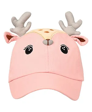 Kid-O-World Reindeer Face Embroidered Cap - Peach