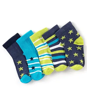 Cute Walk by Babyhug Anti Bacterial Ankle Length Designer Socks Pack of 5 - Multicolour