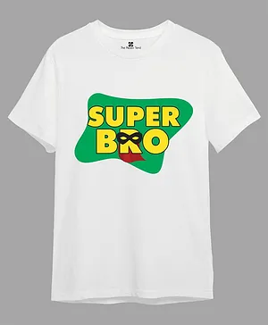 The Peppy Tend 100% Cotton Half Sleeves Super Bro Printed T-Shirt - White