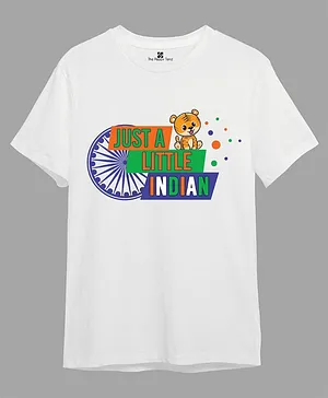 The Peppy Tend 100% Cotton Half Sleeves Just a Little Indian Tiger Printed T-Shirt - White