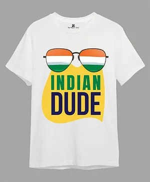 The Peppy Tend 100% Cotton Half Sleeves Indian Dude Printed T-Shirt - White