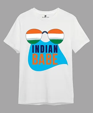 The Peppy Tend 100% Cotton Half Sleeves Indian Babe Printed T-Shirt - White