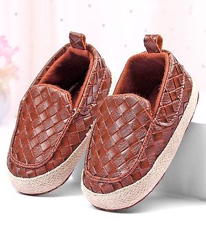 Cute Walk by Babyhug Slip On Solid Booties- Brown