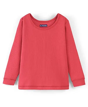 Pine Kids Cotton Full Length Thermal Inner Wear Top Solid Colour - Red