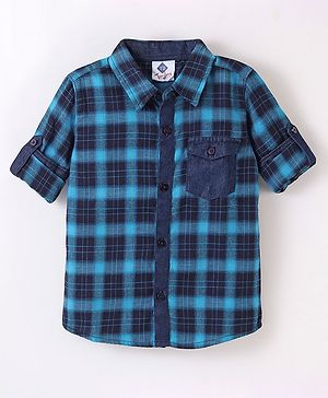 TONYBOY Full Sleeves Checks Printed Shirt - Blue