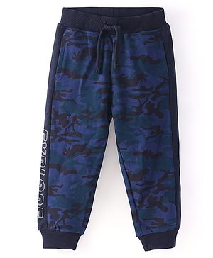 Babyhug Cotton Looper Full Length Lounge Pants Camaflouge Print - Navy Blue