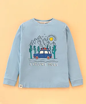 Ollypop Sinker Full Sleeves T-Shirt Explore Print - Blue