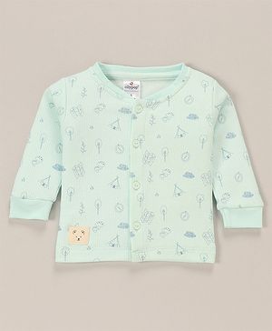 Ollypop Cotton Thermal Full Sleeves Inner Wear Tree Print - Light See Blue