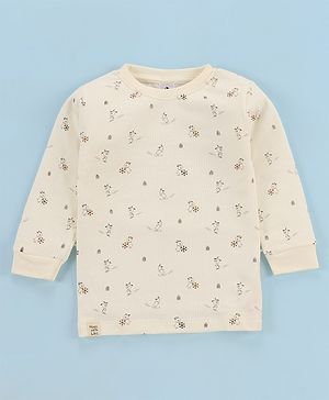 Ollypop Cotton Thermal Inner Wear Full Sleeves Animal Print - Cream