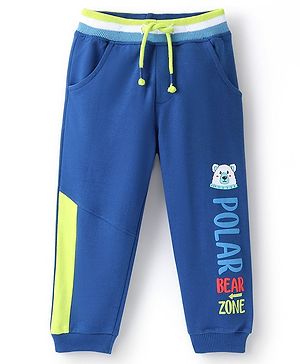 Babyhug Cotton Looper Full Length Lounge Pant Text Print- Blue