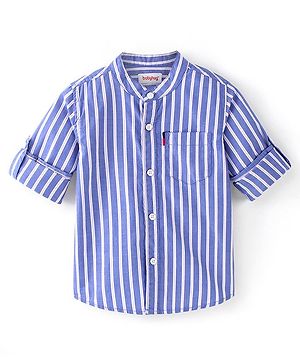 Babyhug 100% Cotton Woven Full Sleeves Striped Shirt - Blue