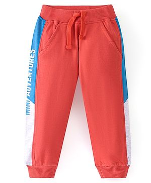 Babyhug Cotton Looper Knit Full Length Lounge Pant Text Printed - Maroon